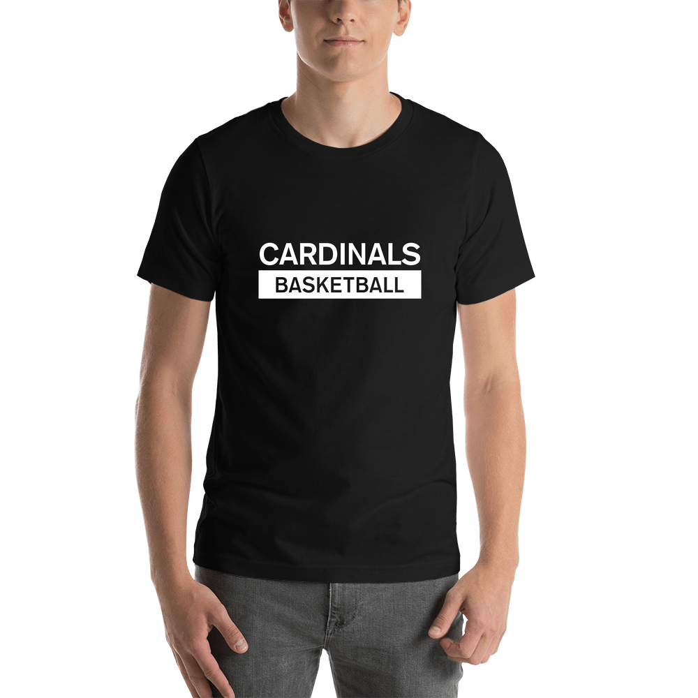 Custom High School Cardinals Basketball T-Shirt - Black - Shirt View