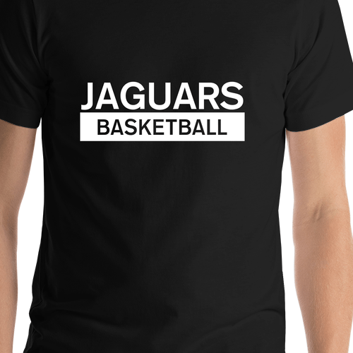 Custom High School Jaguars Basketball T-Shirt - Black - Shirt Close-Up View