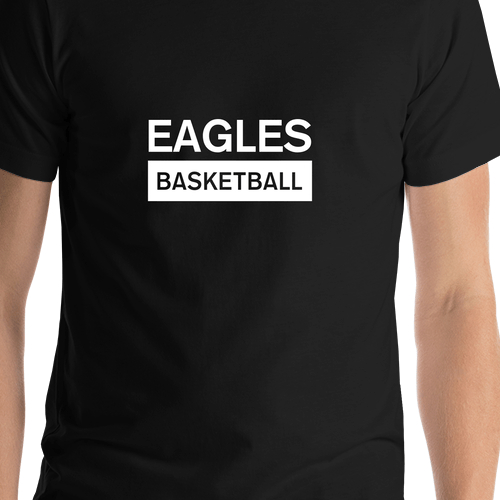 Custom High School Eagles Basketball T-Shirt - Black - Shirt Close-Up View