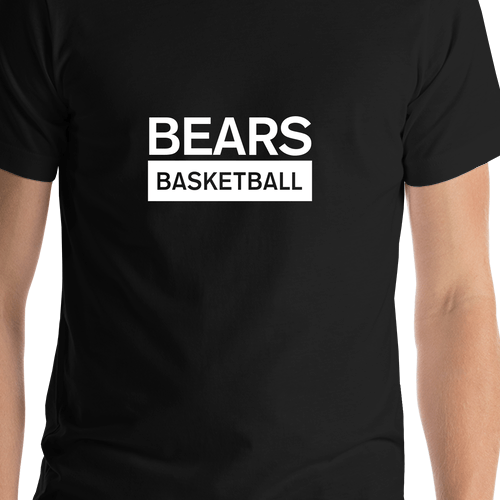 Custom High School Bears Basketball T-Shirt - Black - Shirt Close-Up View