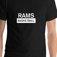 Thumbnail for Custom High School Rams Basketball T-Shirt - Black - Shirt Close-Up View