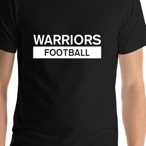 Custom High School Warriors Football T-Shirt - Black - Shirt Close-Up View