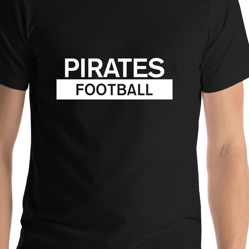 Custom High School Pirates Football T-Shirt - Black - Shirt Close-Up View