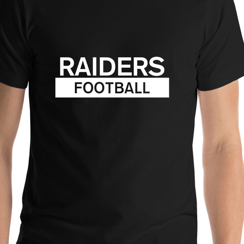 Custom High School Raiders Football T-Shirt - Black - Shirt Close-Up View