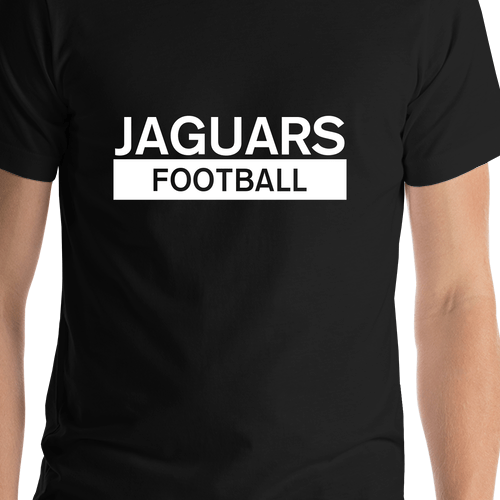 Custom High School Jaguars Football T-Shirt - Black - Shirt Close-Up View