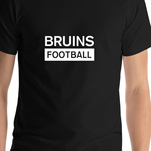 Custom High School Bruins Football T-Shirt - Black - Shirt Close-Up View