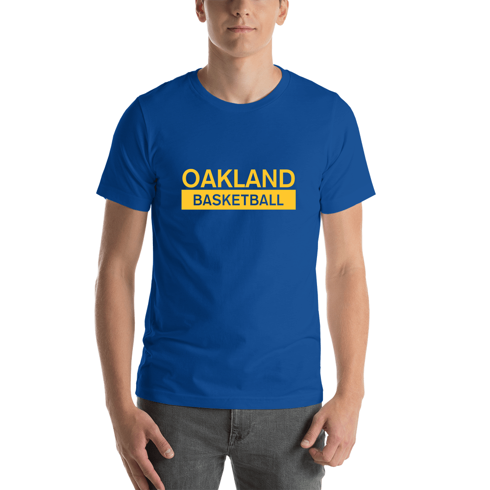 Custom Oakland Basketball T-Shirt - Blue - Shirt View