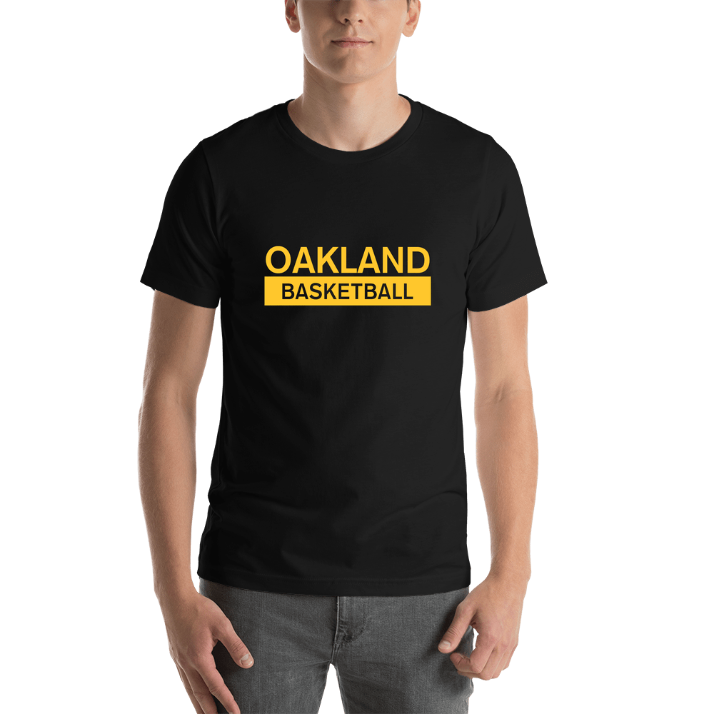 Custom Oakland Basketball T-Shirt - Black - Shirt View