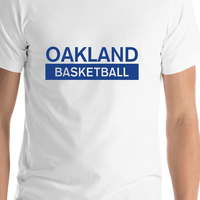 Thumbnail for Custom Oakland Basketball T-Shirt - White - Shirt Close-Up View