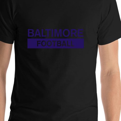 Custom Baltimore Football T-Shirt - Black - Shirt Close-Up View