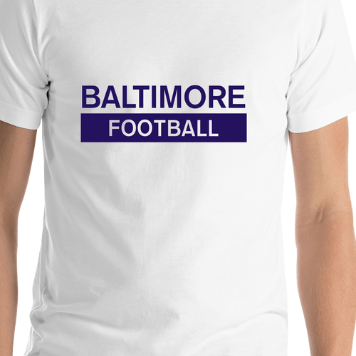Custom Baltimore Football T-Shirt - White - Shirt Close-Up View