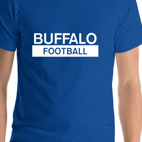 Custom Buffalo Football T-Shirt - Blue - Shirt Close-Up View