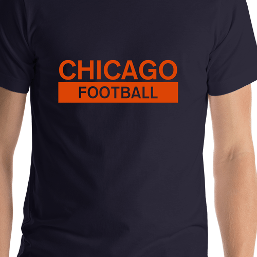 Custom Chicago Football T-Shirt - Navy Blue - Shirt Close-Up View