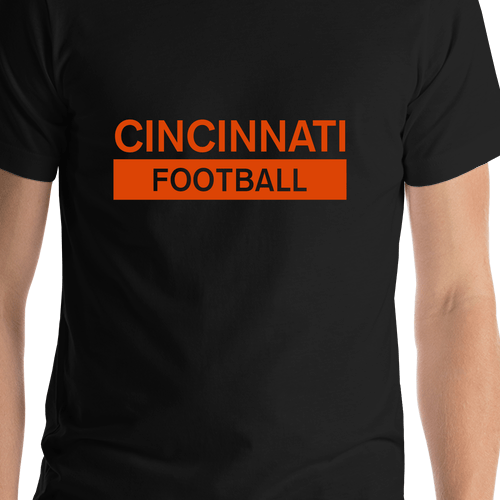 Custom Cincinnati Football T-Shirt - Black - Shirt Close-Up View