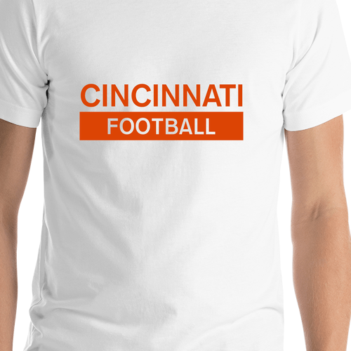 Custom Cincinnati Football T-Shirt - White - Shirt Close-Up View