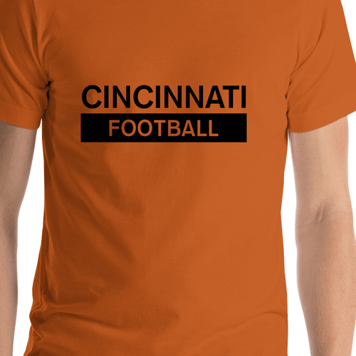 Custom Cincinnati Football T-Shirt - Orange - Shirt Close-Up View