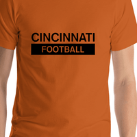 Thumbnail for Custom Cincinnati Football T-Shirt - Orange - Shirt Close-Up View
