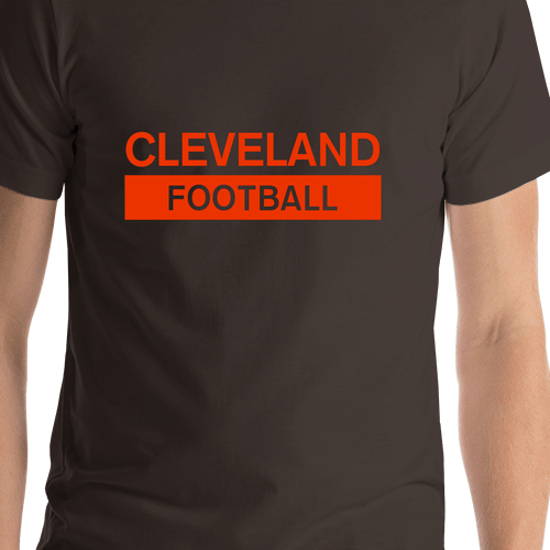Custom Cleveland Football T-Shirt - Brown - Shirt Close-Up View