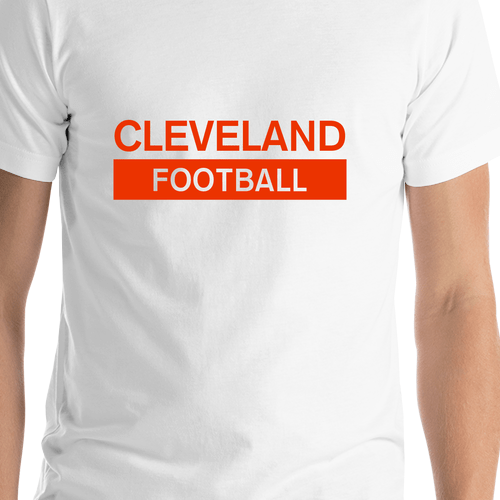 Custom Cleveland Football T-Shirt - White - Shirt Close-Up View