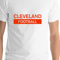Thumbnail for Custom Cleveland Football T-Shirt - White - Shirt Close-Up View