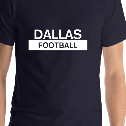 Custom Dallas Football T-Shirt - Navy Blue - Shirt Close-Up View