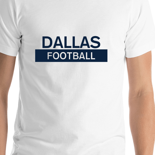 Custom Dallas Football T-Shirt - White - Shirt Close-Up View