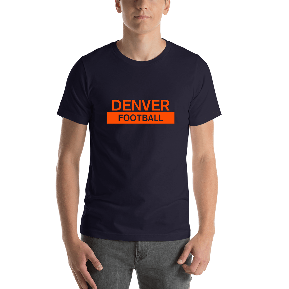 Custom Denver Football T-Shirt - Navy Blue - Shirt View