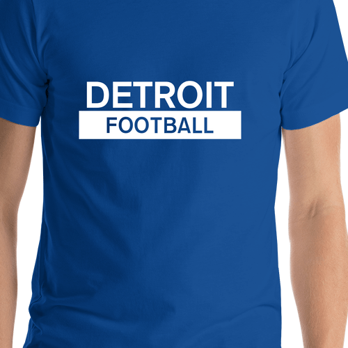 Custom Detroit Football T-Shirt - Blue - Shirt Close-Up View