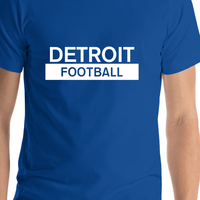 Thumbnail for Custom Detroit Football T-Shirt - Blue - Shirt Close-Up View