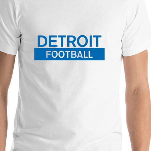 Custom Detroit Football T-Shirt - White - Shirt Close-Up View