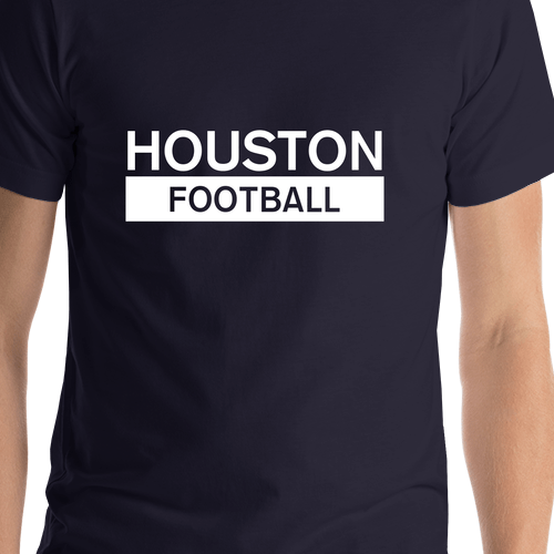Custom Houston Football T-Shirt - Navy Blue - Shirt Close-Up View