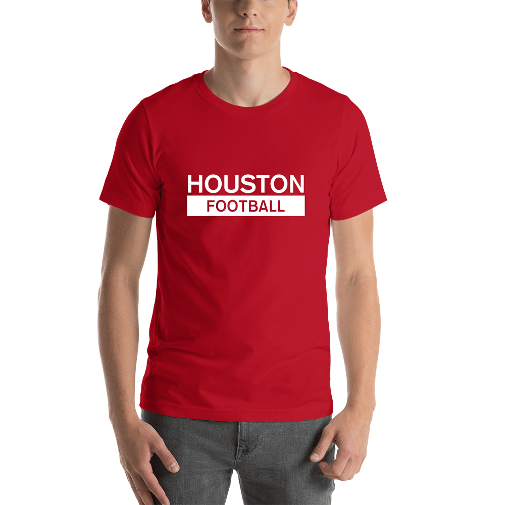 Custom Houston Football T-Shirt - Red - Shirt View