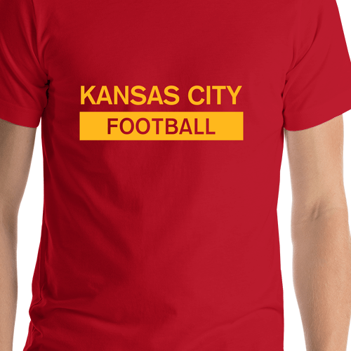 Custom Kansas City Football T-Shirt - Red - Shirt Close-Up View