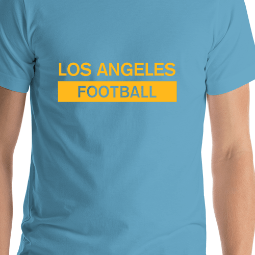 Custom Los Angeles Football T-Shirt - Blue - Shirt Close-Up View