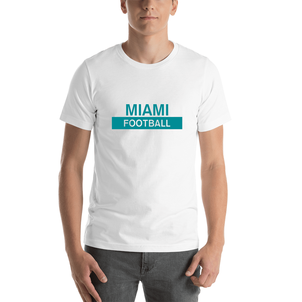 Custom Miami Football T-Shirt - White - Shirt View