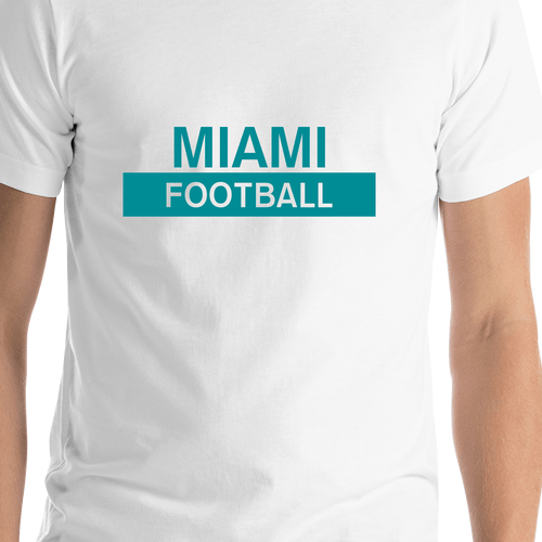 Custom Miami Football T-Shirt - White - Shirt Close-Up View