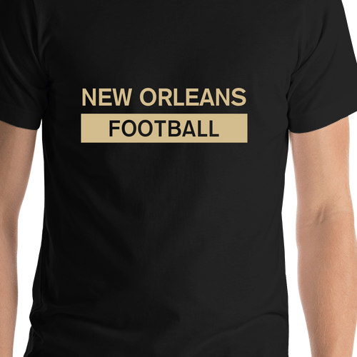 Custom New Orleans Football T-Shirt - Black - Shirt Close-Up View