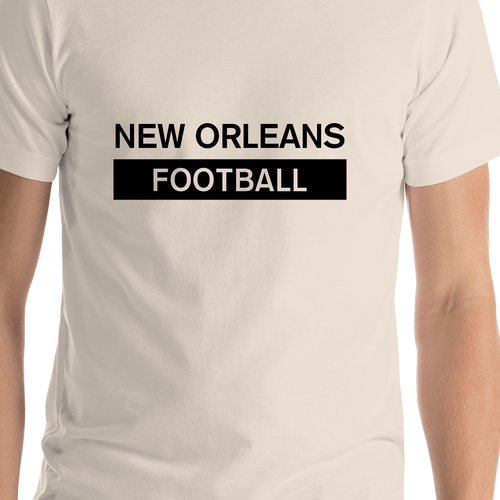Custom New Orleans Football T-Shirt - Cream - Shirt Close-Up View