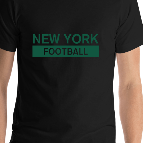 Custom New York Football T-Shirt - Black - Shirt Close-Up View