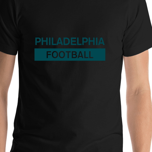 Custom Philadelphia Football T-Shirt - Black - Shirt Close-Up View
