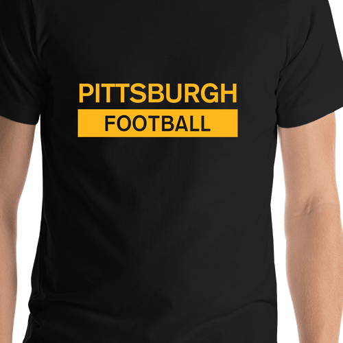 Custom Pittsburgh Football T-Shirt - Black - Shirt Close-Up View