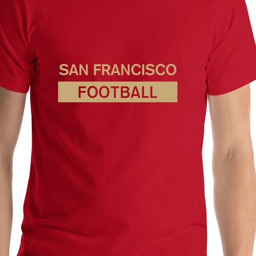 Custom San Francisco Football T-Shirt - Red - Shirt Close-Up View