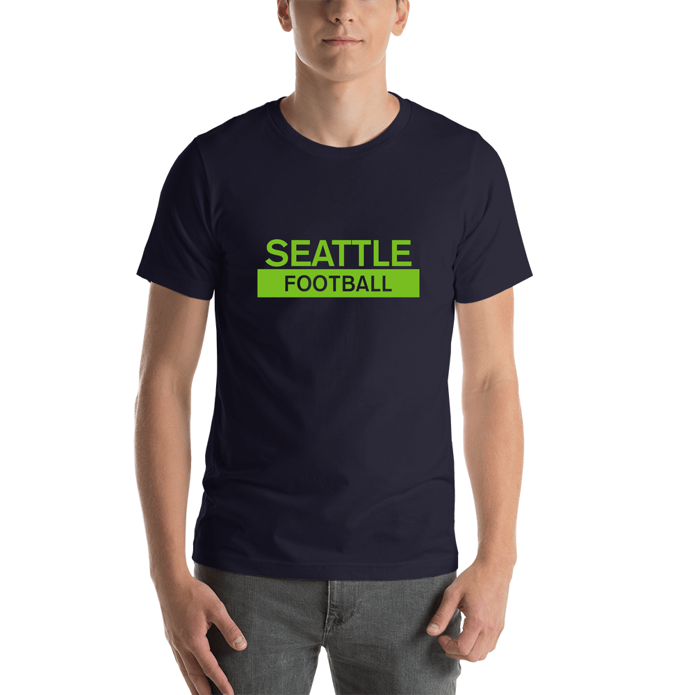 Custom Seattle Football T-Shirt - Blue - Shirt View