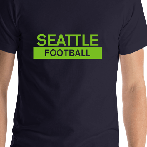 Custom Seattle Football T-Shirt - Blue - Shirt Close-Up View