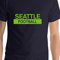 Thumbnail for Custom Seattle Football T-Shirt - Blue - Shirt Close-Up View