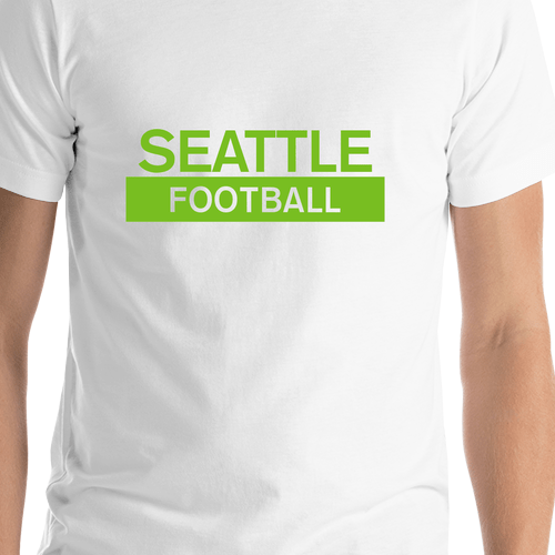 Custom Seattle Football T-Shirt - White - Shirt Close-Up View