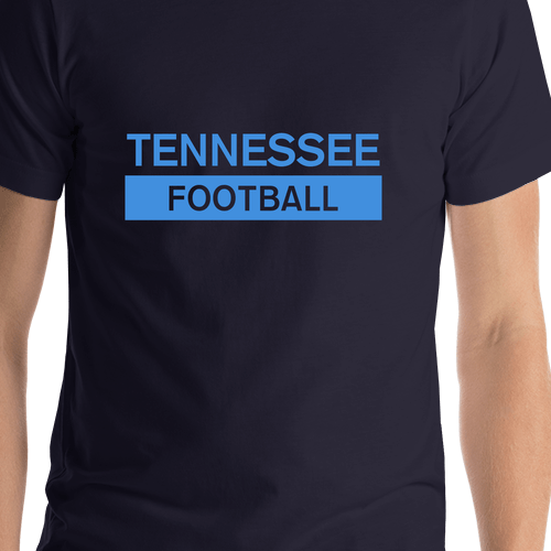 Custom Tennessee Football T-Shirt - Navy Blue - Shirt Close-Up View
