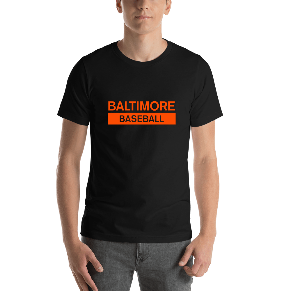 Custom Baltimore Baseball T-Shirt - Black - Shirt View