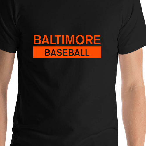 Custom Baltimore Baseball T-Shirt - Black - Shirt Close-Up View