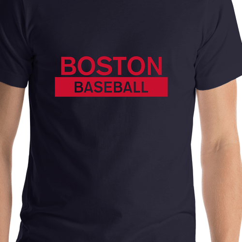 Custom Boston Baseball T-Shirt - Navy Blue - Shirt Close-Up View